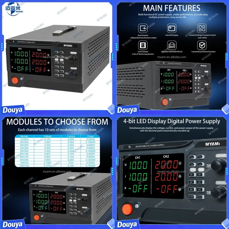 High Power 60V 20A Bench Power Supply - แหล่งจ่ายไฟฟ้าสำหรับห้องปฏิบัติการ MYAMi 1200W 60V 20A แบบปรับค่าได้สองช่องสัญญาณ
